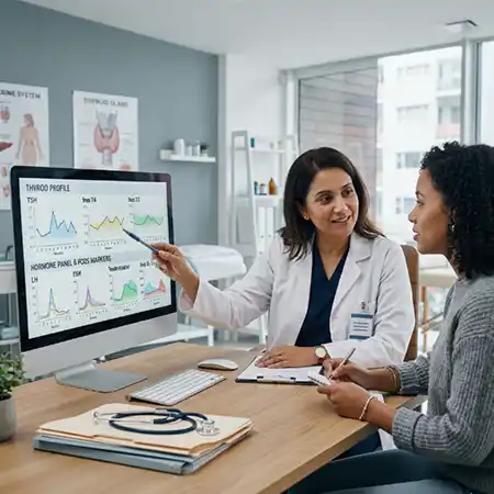 A clinical setting where doctors address multiple hormone-related conditions including PCOS and thyroid imbalance in Chennai