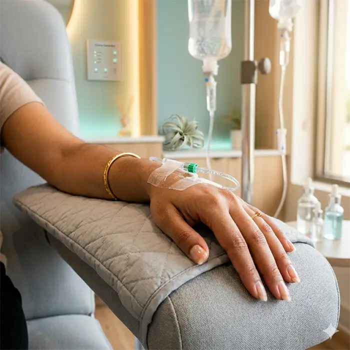 Ozone-assisted detox treatment being administered at a medical wellness centre in Chennai to improve overall nail health naturally