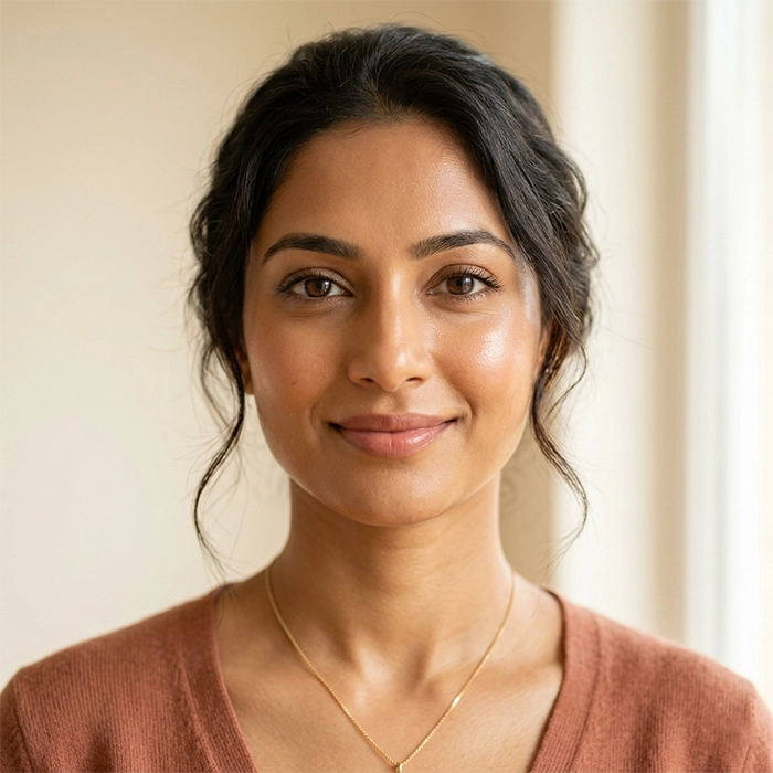 Person with radiant glowing skin after receiving IV nutrition glutathione and collagen treatment at a wellness centre in Chennai